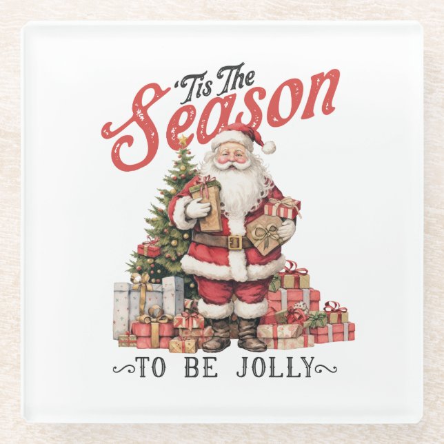 Dessous-de-verre En Verre Cadeau De Noël C'Est La Saison (Devant)