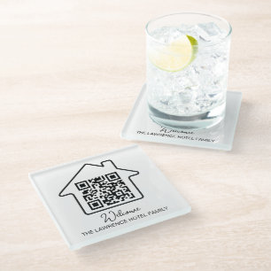 Dessous-de-verre En Verre Cadeau de réchauffement de l'hôtel Code QR WiFi