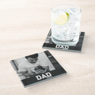 Dessous-de-verre En Verre Cadeau Papa Photo Noir & Blanc Année Fête des Père