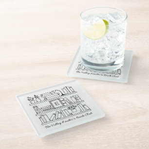 Dessous-de-verre En Verre Cadeau personnalisé pour membre de club de lecture