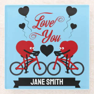 Dessous-de-verre En Verre Cadeau romantique pour couple cycliste