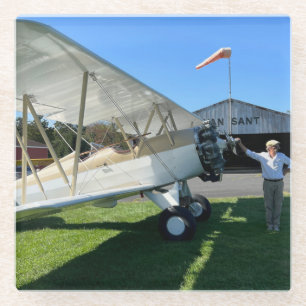 Dessous-de-verre En Verre Cadeaux photo personnalisés, Pilote, Avion, Fête d
