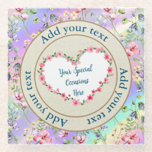 Dessous-de-verre En Verre Cadre de cœur floral élégant : pour chaque occasio