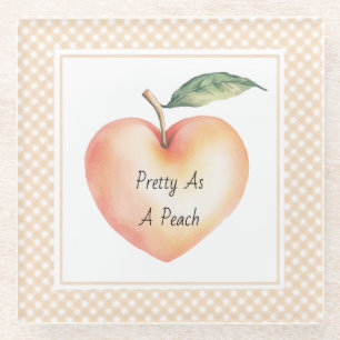 Dessous-de-verre En Verre Cadre de fruit pêche coeur