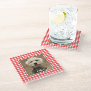 Dessous-de-verre En Verre Cadre Photo Personnalisé Pays Buffalo Rouge Check