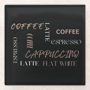 Dessous-de-verre En Verre Café Typographie Moderne Style Barista Cadeau Café