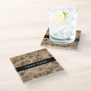 Dessous-de-verre En Verre Cailloux de camouflage du désert, Votre nom, Perso