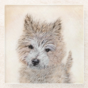 Dessous-de-verre En Verre Cairn Terrier Peinture Chiot - Art Chien original