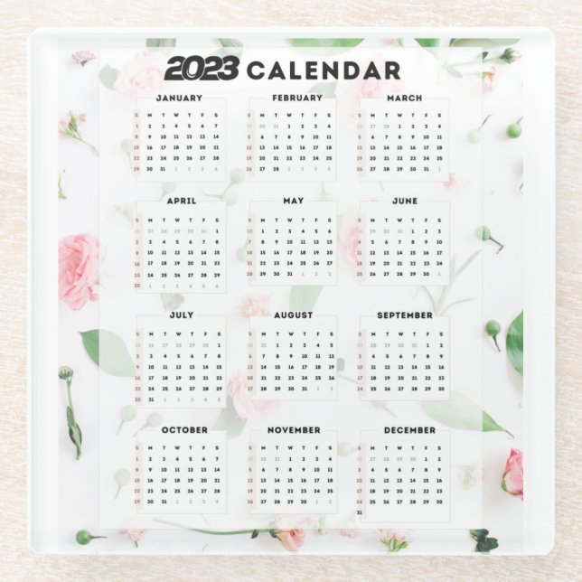 Dessous-de-verre En Verre  calendrier 2023 floral (Devant)