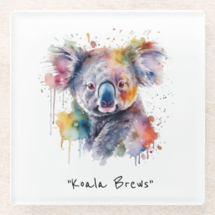 Dessous-de-verre En Verre Câlins de koala en couleur, personnalisé