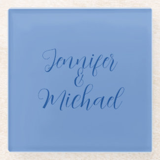 Dessous-de-verre En Verre Calligraphie Bleue Classique mariage