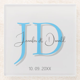 Dessous-de-verre En Verre Calligraphie classique tendance monogramme