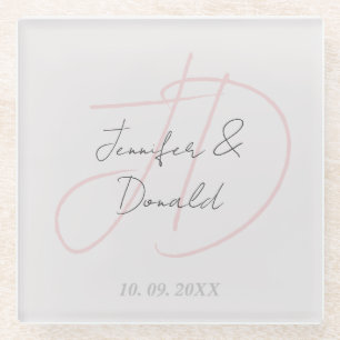 Dessous-de-verre En Verre Calligraphie classique tendance monogramme
