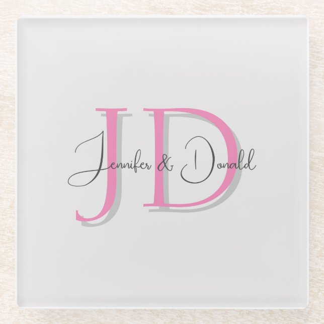 Dessous-de-verre En Verre Calligraphie classique tendance monogramme (Devant)