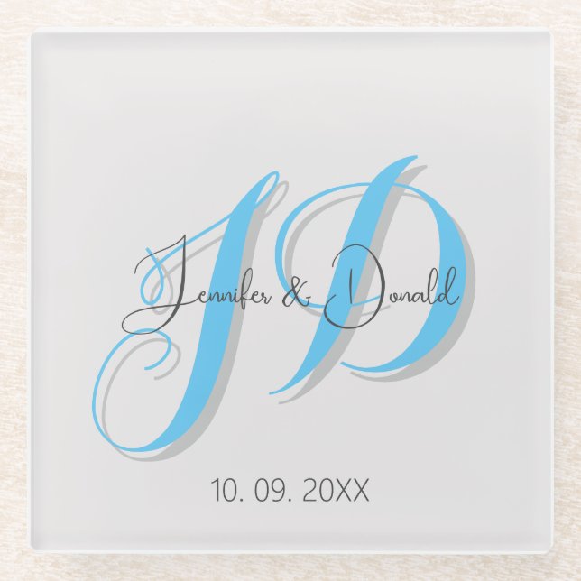 Dessous-de-verre En Verre Calligraphie classique tendance monogramme (Devant)