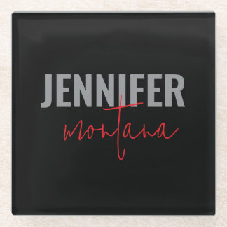 Dessous-de-verre En Verre Calligraphie Elegant Plain Ajouter son propre nom