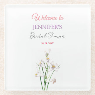 Dessous-de-verre En Verre Calligraphie Élégante Florale Bienvenue Enterremen