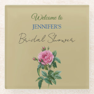 Dessous-de-verre En Verre Calligraphie Élégante Florale Bienvenue Mariage
