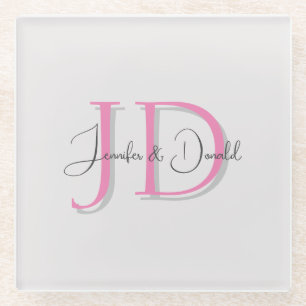 Dessous-de-verre En Verre Calligraphie tendance monogramme de script classiq