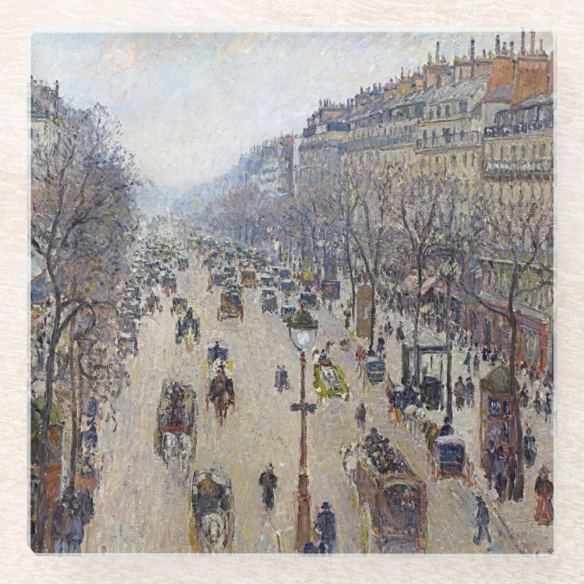Dessous-de-verre En Verre Camille Pissarro - Boulevard Montmartre, matin (Devant)