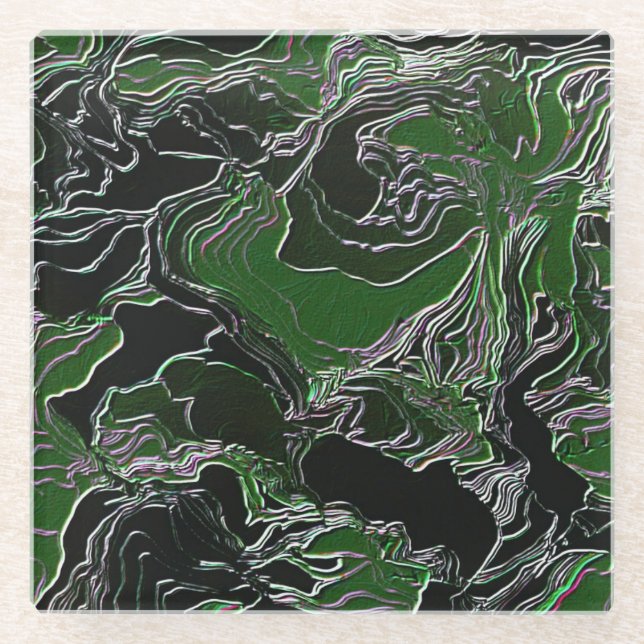 Dessous-de-verre En Verre Camo Vert Funky (Devant)