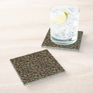 Dessous-de-verre En Verre Camouflage en bois profond