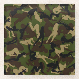 Dessous-de-verre En Verre camouflage matinal en bois