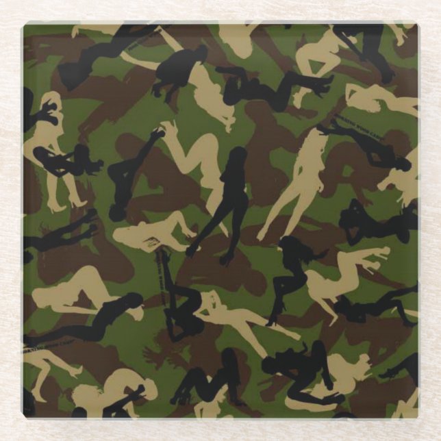 Dessous-de-verre En Verre camouflage matinal en bois (Devant)