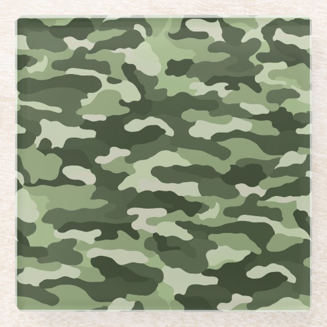 Dessous-de-verre En Verre Camouflage vert (Devant)