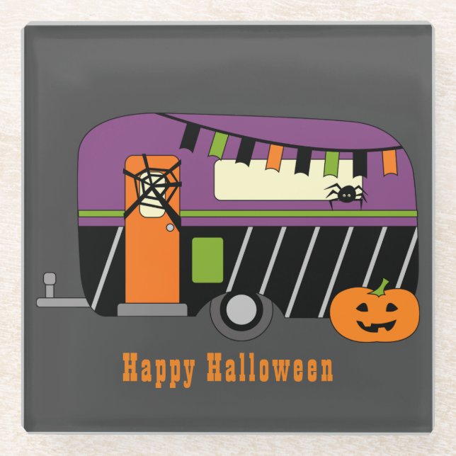 Dessous-de-verre En Verre Camper RV Halloween (Devant)