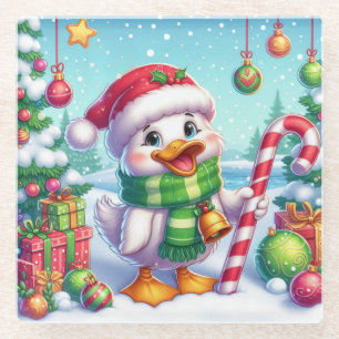 Dessous-de-verre En Verre Canard de Noël coloré mignon