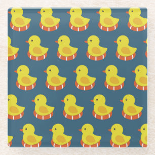 Dessous-de-verre En Verre Canard en caoutchouc jaune, mignon, motif sans sou