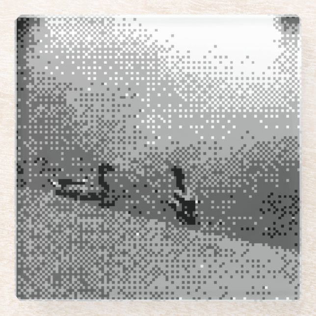 Dessous-de-verre En Verre canards d'art pixel (Devant)
