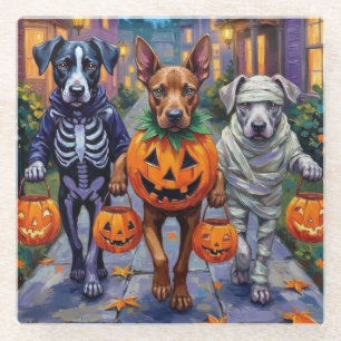 Dessous-de-verre En Verre Cane Corso faisant Trick-or-Treat dans des costume
