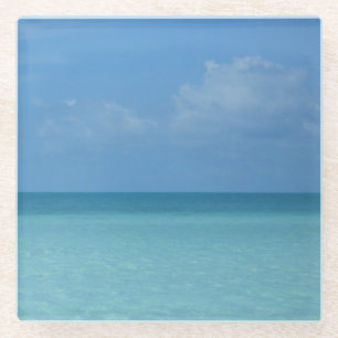 Dessous-de-verre En Verre Caraïbes Horizon Tropical Turquoise Bleu