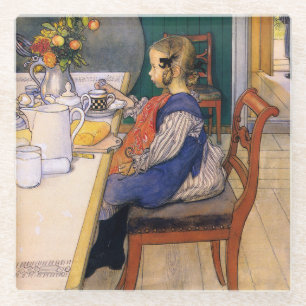 Dessous-de-verre En Verre Carl Larsson Risques tardifs Petit Déjeuner Misé