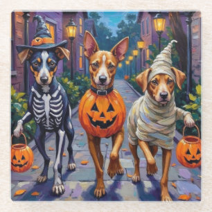 Dessous-de-verre En Verre Carolina allant chercher des friandises Halloween
