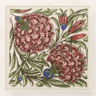 Dessous-de-verre En Verre Carreau de fleur d'œillet Art antique rustique De
