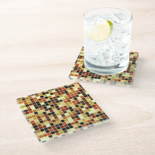 Dessous-de-verre En Verre Carreaux de piscine, Carreaux de mosaïque Brown, M