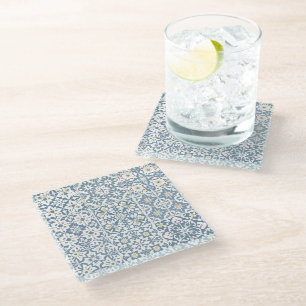 Dessous-de-verre En Verre Carreaux Méditerranéens, Marocains, Majolique, Azu