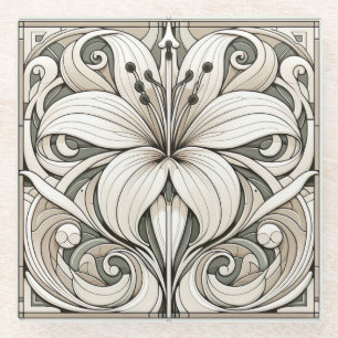 Dessous-de-verre En Verre Carrelage floral Art nouveau Lilly