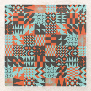 Dessous-de-verre En Verre Carrelage géométrique en mosaïque, motif élégant s