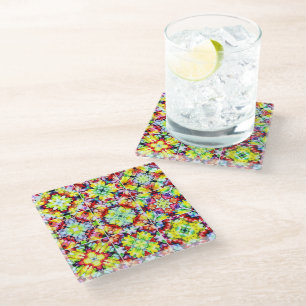 Dessous-de-verre En Verre Carrelage méditerranéen, Carreaux d'encre d'alcool