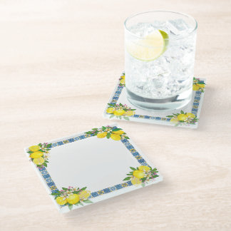 Dessous-de-verre En Verre Carrelage méditerranéen clair Sicilien Citrus Lemo