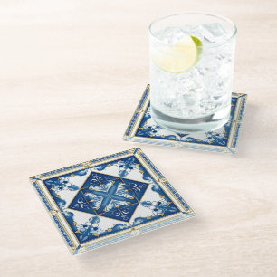 Dessous-de-verre En Verre Carrelage méditerranéen, Portugais, Azulejo, Majol