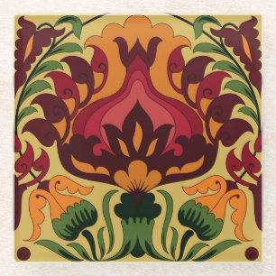 Dessous-de-verre En Verre Carrelage vintage, décoration Art Nouveau.