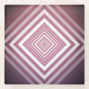 Dessous-de-verre En Verre Carrés modernes de la Gradation rose et blanc