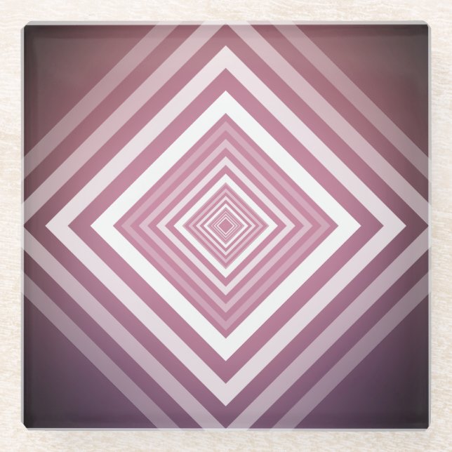 Dessous-de-verre En Verre Carrés modernes de la Gradation rose et blanc (Devant)