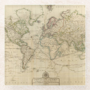 Dessous-de-verre En Verre Carte couleur de main du monde