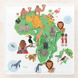 Dessous-de-verre En Verre Carte d'animaux de l'Afrique